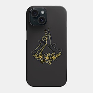 woman Hand And Dog Paw Floral With Hearts Phone Case