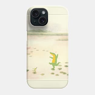 Happy dance of crocodile and frog Phone Case