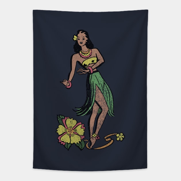 Hula Dancer (color - faded) Tapestry by GloopTrekker