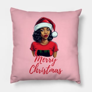 Black Woman Santa, Black Mrs Santa Claus, African American Santa, Merry Christmas Pillow