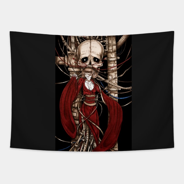 Cyberpunk geisha Tapestry by Dracuria