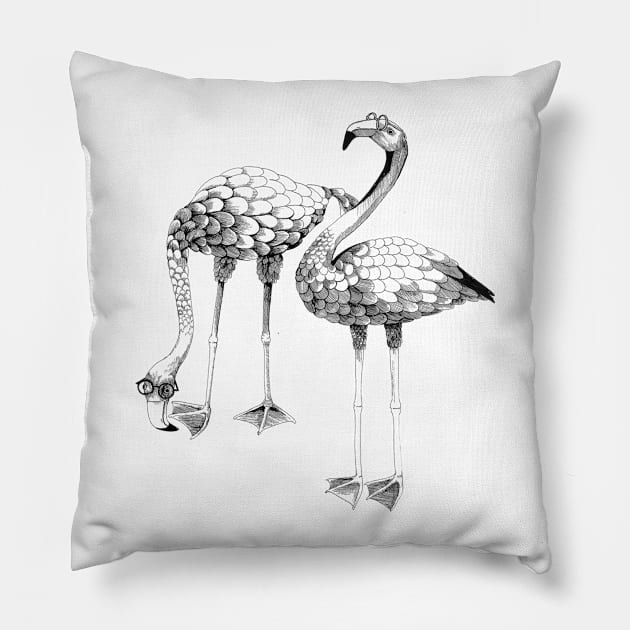 Flamingo Spectacles Pillow by linnw