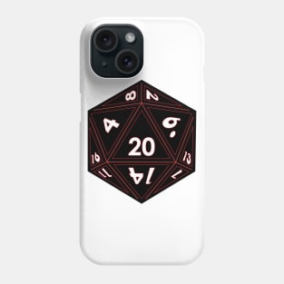 Black D20 Dice (Red Outline) Full Size Phone Case