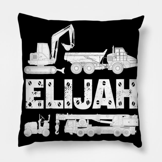 Kids Personalized Kids Name Construction Excavator Elijah Pillow by jrgenbode