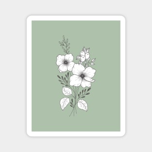 Vintage botanical flowers on green Magnet