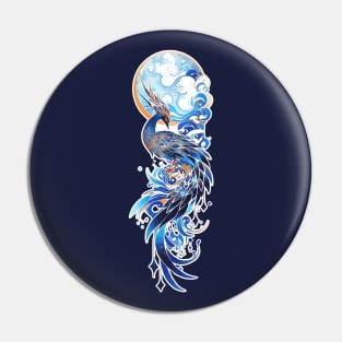 Delicate peacock, moon and clouds Pin