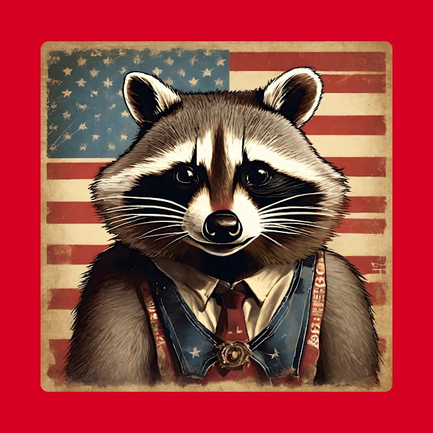 American Retro Raccoon by BoombasticArt