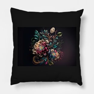 Abstract Floral Garden Botanical Print Pillow