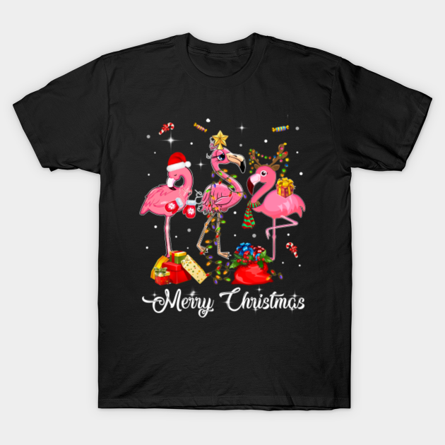 Cute Flamingo Merry Christmas Gift - Flamingo - T-Shirt