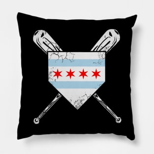 Chicago Flag Baseball Home Plate Sports Pillow