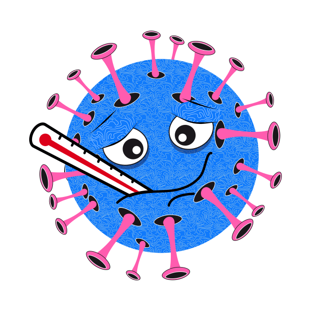 Virus with clinical thermometer in the mouth by Kisho