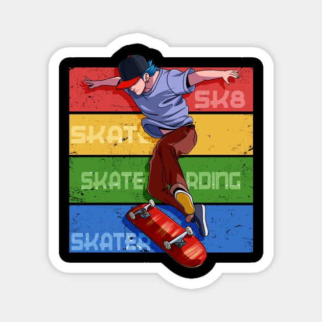 Skateboarding Skater 360 Flip Vintage Skate Gift Magnet by Noseking