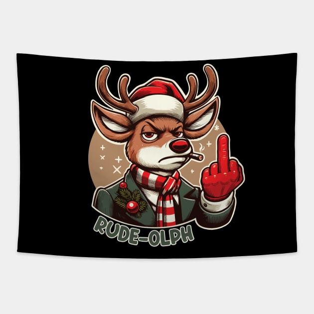 Rudolph ugly christmas sweater Tapestry by Trendsdk
