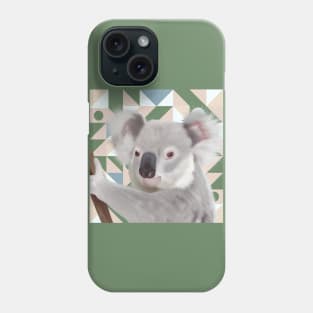 Fluffy Koala With Geometric Background Phone Case