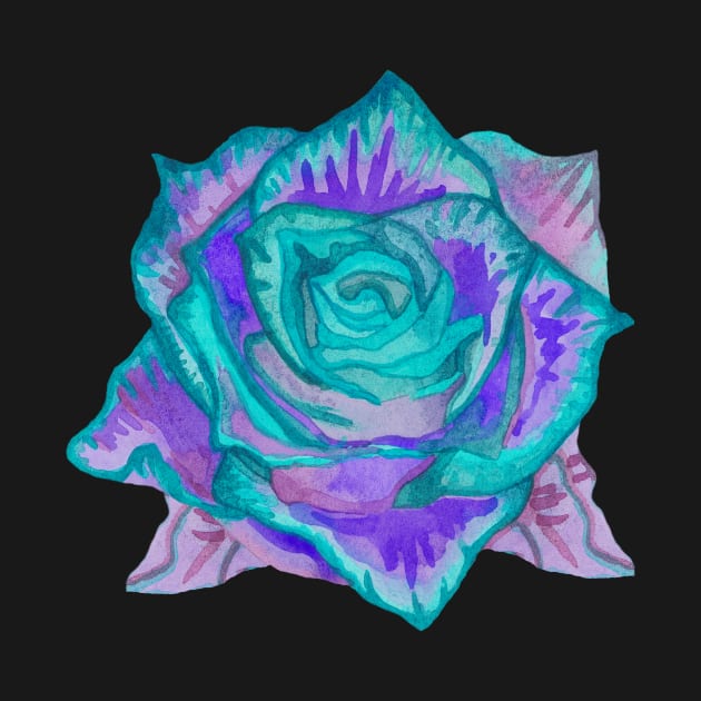 Blue rose flower by deadblackpony