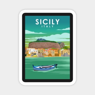 Sicily Italy Palermo Vintage Minimal Travel Poster Magnet