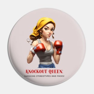 Knockout Queen Boxing Girl Fighter Pin