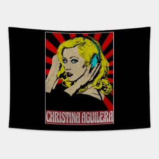 Christina Aguirela Headset Pop Art Style Tapestry