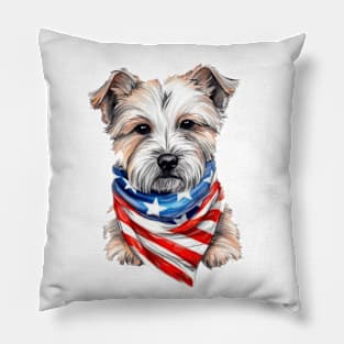 Patriotic Dog, 4th of July Design Pillow