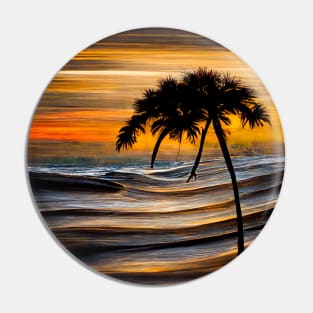 Crashing Waves at the Shore sea Life Tree Sunset Pin