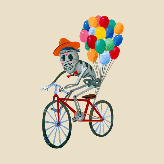 Dia de los Muertos, Bicycle Ride by John Parra Art