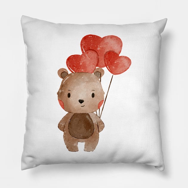 Love teddy bear Pillow by MutchiDesign