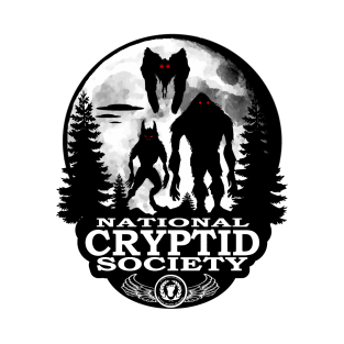 Bigfoot Dogman Mothman UFO Moon National Cryptid Society Crest Logo T-Shirt