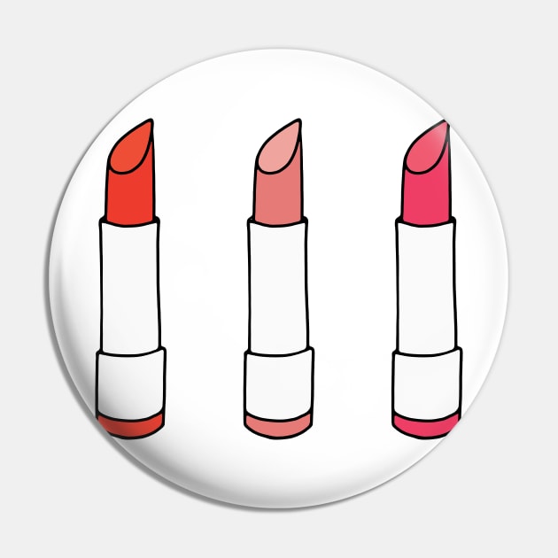 Red and Pink Lipstick Set Pin by murialbezanson