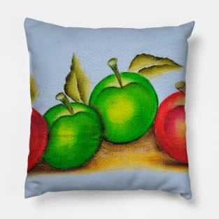 Green and Red Apples Pillow