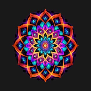 Flower mandala fluorescent, blacklight marigold T-Shirt