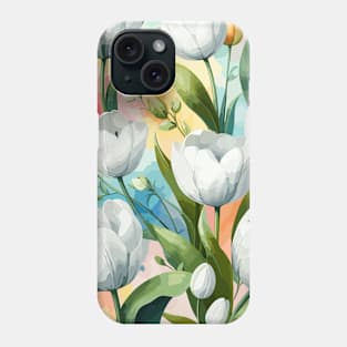 White Tulip Flowers Phone Case