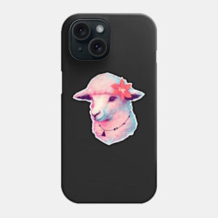 Sheep with a flower digital drawing Phone Case