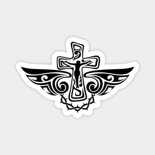 Jesus Christ on the cross. Tattoo style. Magnet