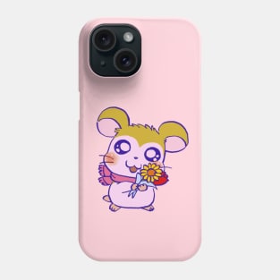 cute pink scarf pastel hamster pashmina with sunflower and tulip Phone Case