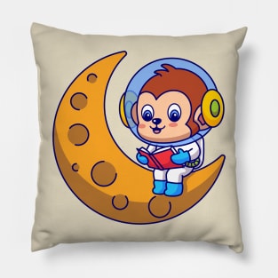 Monkey Astronaut Sitting on the Moon Pillow