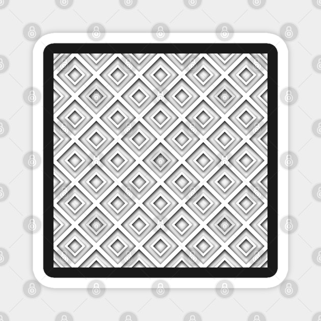 Monochrome Diamond 3d Rhombic Pattern Magnet by lissantee