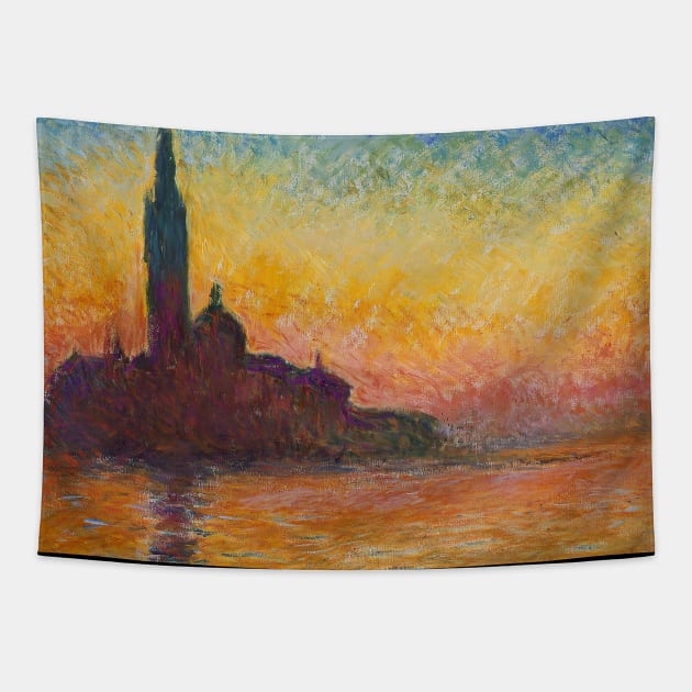 San Giorgio Maggiore at Dusk Claude Monet famous art Tapestry by CONCEPTDVS