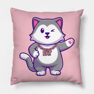 Cute Fat Husky Dog Cartoon Pillow