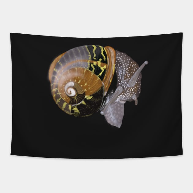 Snail Power in black, grey, brown, white Tapestry by gldomenech