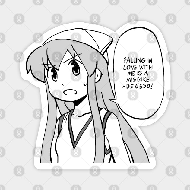 I re-draw ika-chan saying Falling in love with me is a mistake de geso / Shinryaku Ika Musume meme Magnet by mudwizard