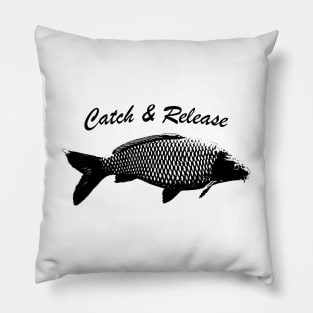 Catch and Release Series, Carp, Black color Pillow