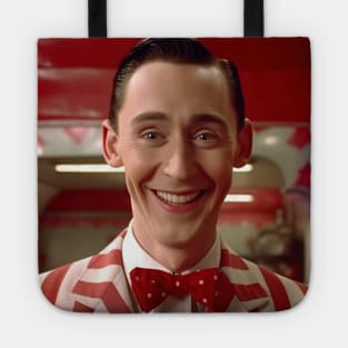 tom hiddleston as pee-wee herman in pee-wees Tote