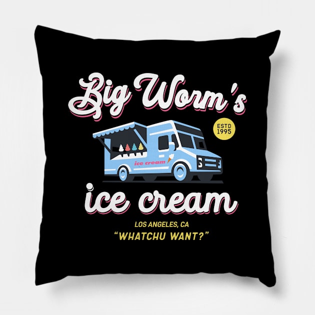 Big worms ice cream, Friday Movie Pillow by MIKOLTN