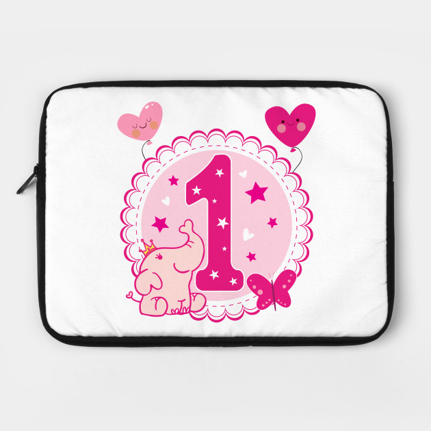 First Birthday Girls Elephant 1st 1 Girl Daughter Niece Cute Sweet One Year Old Mug Sticker Pillow Gifts Ideas First Birthday Laptop Case Teepublic