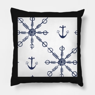 Maritime pattern made of snowflakes and anchors Pillow