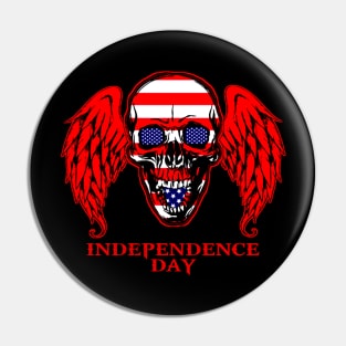 Skull Head Wing Independence Day Pin