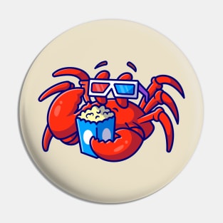 Cute Crab Watching Movie Cartoon Pin