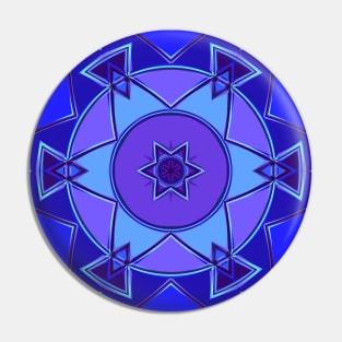 Cartoon Mandala Blue and Purple Pin