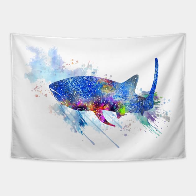 Blue Whale shark Tapestry by RosaliArt