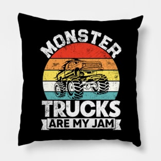 Monster Truck Are My Jam Vintage Truck Car Pillow